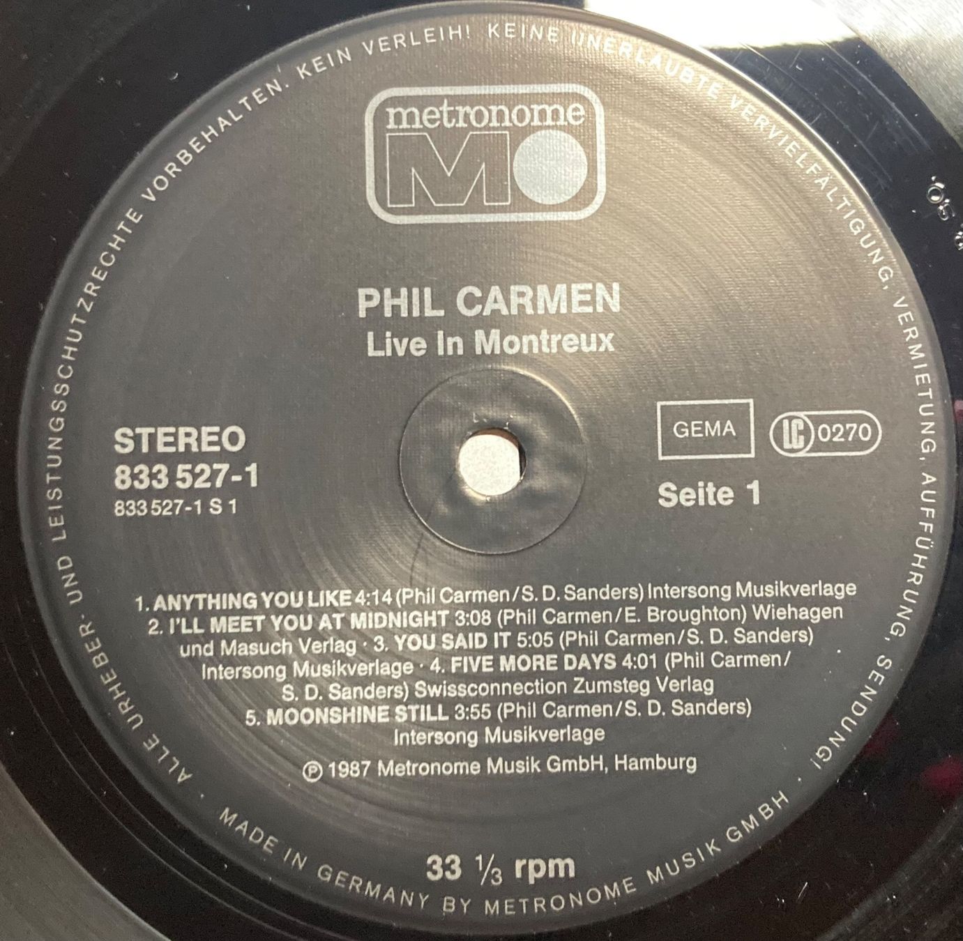 Dischi in vinile: PHIL CARMEN - LIVE IN MONTREUX – Usato da Poliez-Pittet venduto da Newtown-Records 2