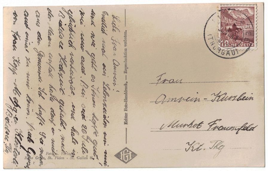 Ansichtskarten: Bichelsee, gelaufen 1941 – Gebraucht aus Frauenfeld von POML 1