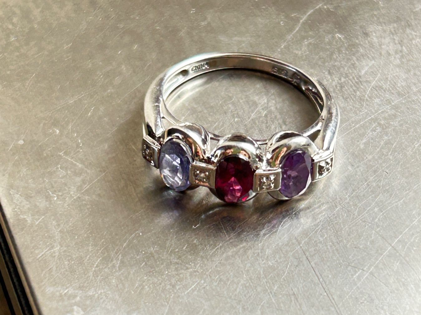Ringe: Silber Ring 3 times violet – Gebraucht aus Dittingen von Bellevista 9