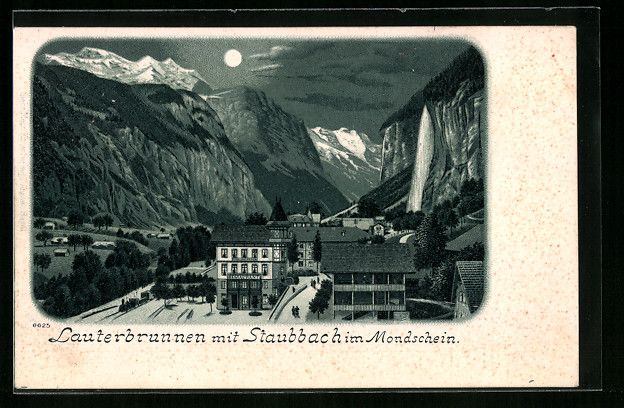 Ansichtskarten: Mondschein-Lithographie Lauterbrunnen, T – Gebraucht aus Berlin von bartko-reher