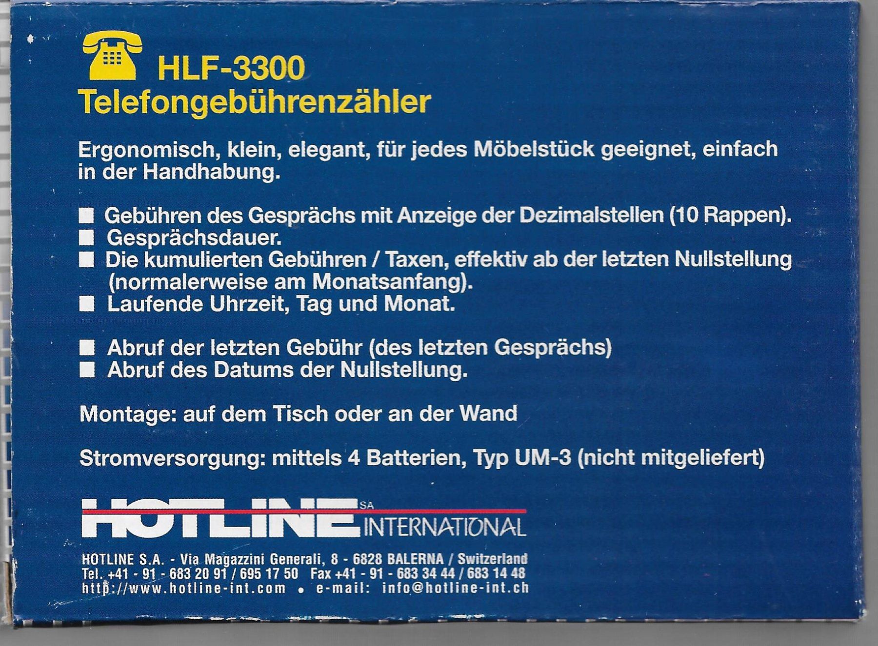 Telefoni: Telefongebührenzähler HLF-3300 – Nuovo e nell'imballaggio originale da Lausanne venduto da jag_sj6f 1