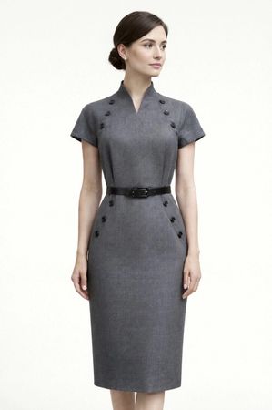 CHRISTIAN DIOR Etui Kleid Grau Wolle FR36/34-36 NP 1600