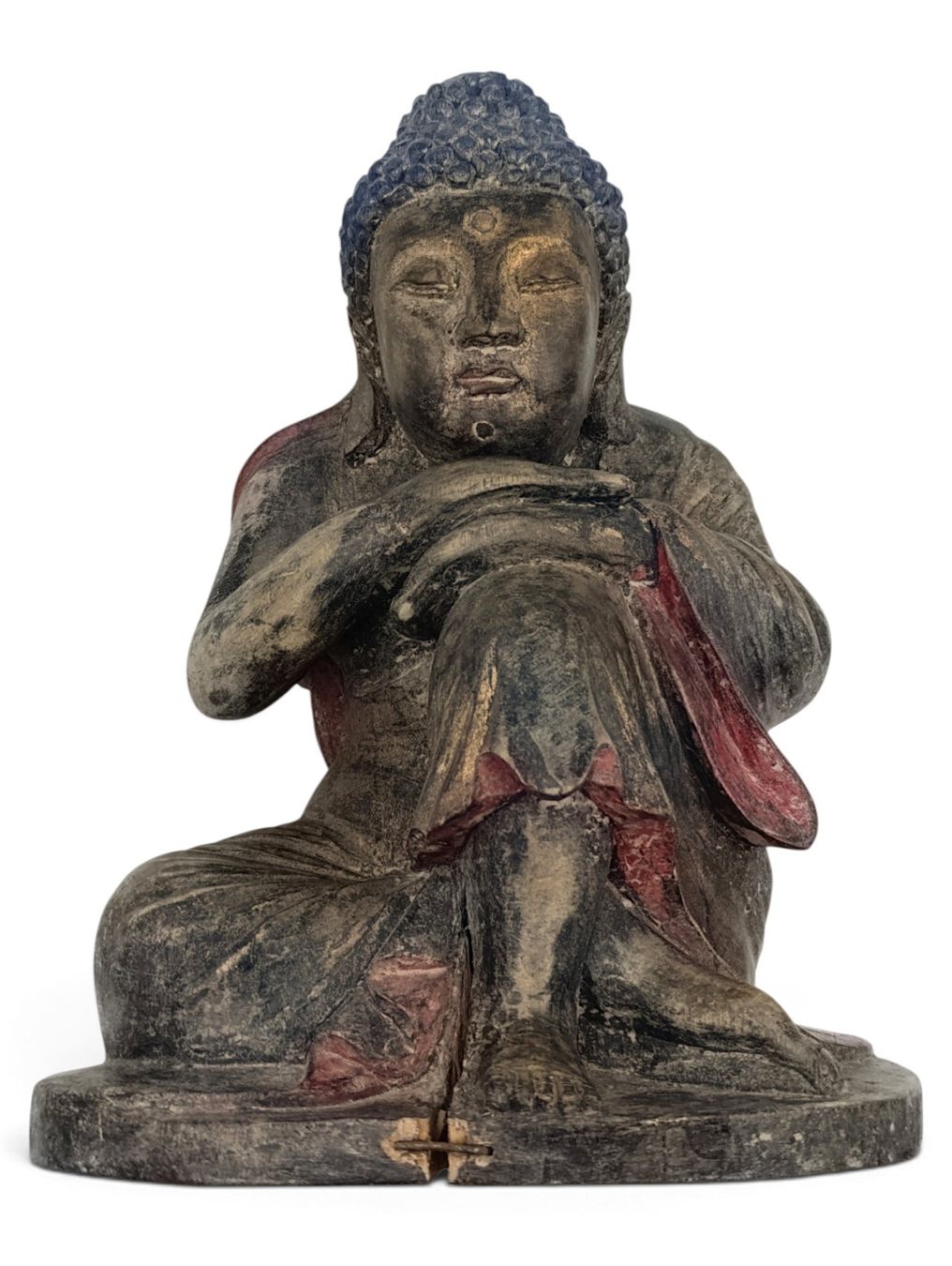 Figuren: Antike Buddha-Statue Holz 19 Jh. – Gebraucht aus Hochfelden von Historium