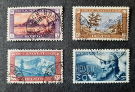 1-17-3 Timbres Helvetia oblitérés. Pro Juventute série 1929