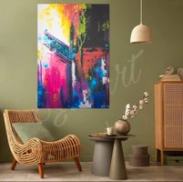Acrylbild abstrakt bunt lila blau Gemälde Neu