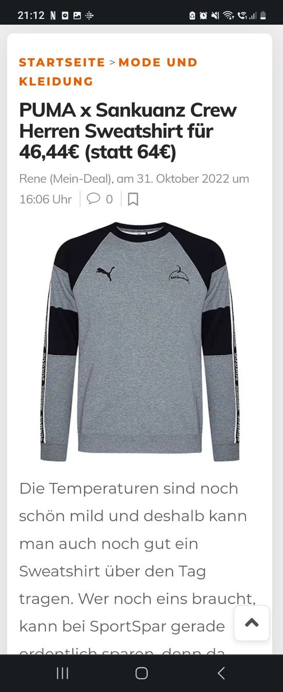 Puma Pulls & Sweat-shirts: Pullover /Sweatshirt Herren,Sankuanz Crew Puma,Gr.S,fast neu – Neuf (Voir description) à Siblingen par Vany_McDougall 9