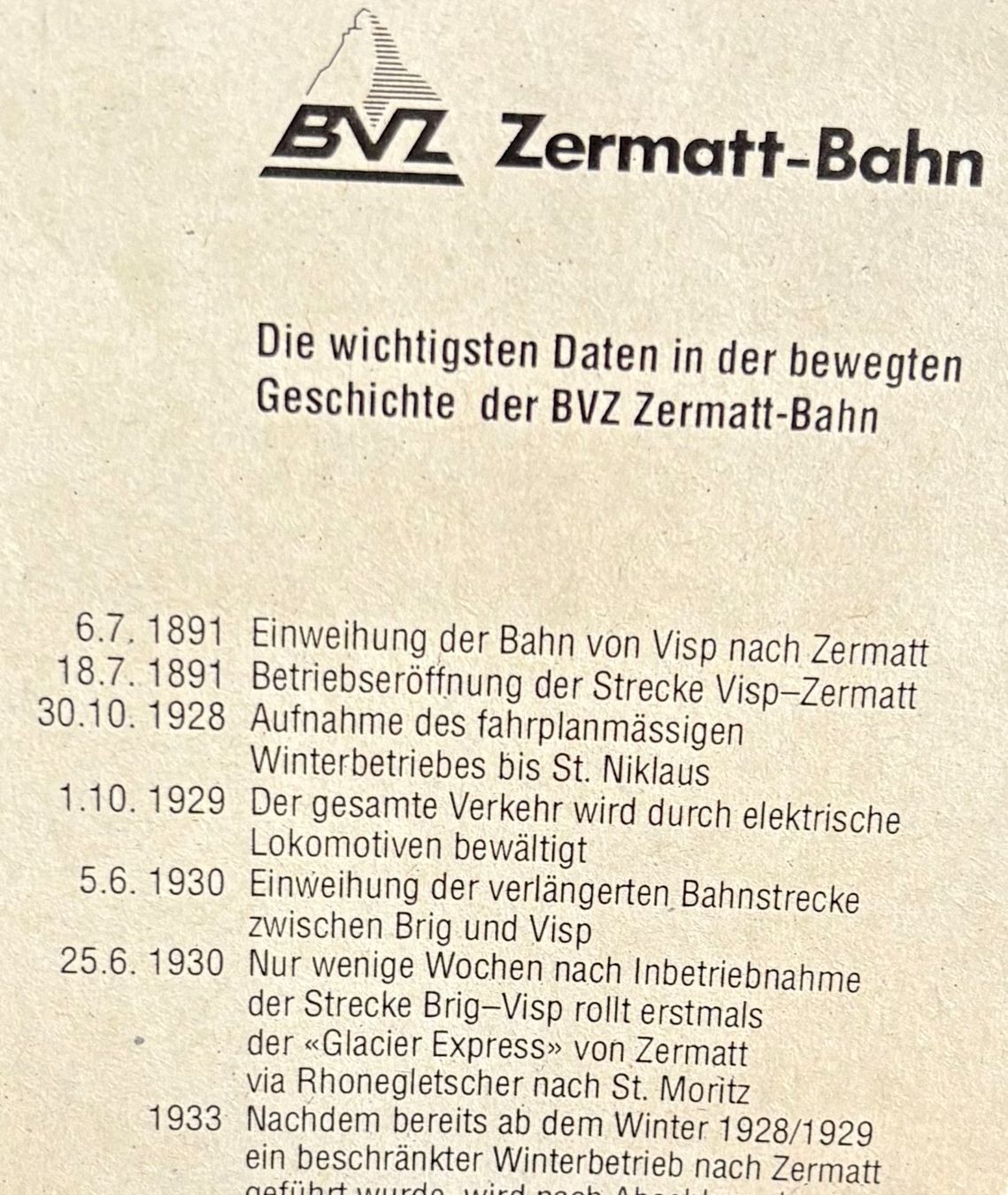 Dokumente: ZERMATT-BAHN 1891-1990 – Gebraucht aus Ostermundigen von wini63 4