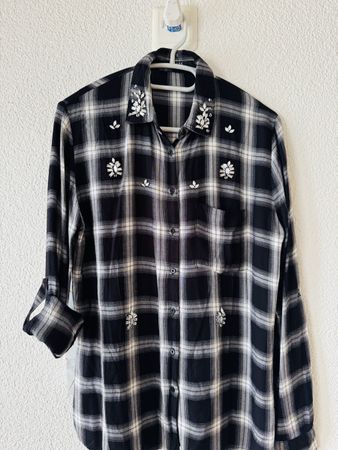 Guess Bluse, Holzfäller-Look, Schwarz/Weiss, Grösse S