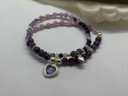 Hübsches Amethyst Armband mit kleinem Herz Anhänger💜
