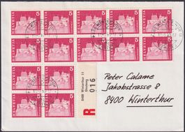 1968, Nr.412 (14x) TOLLER R-BRIEF, Empfangsschein Winterthur