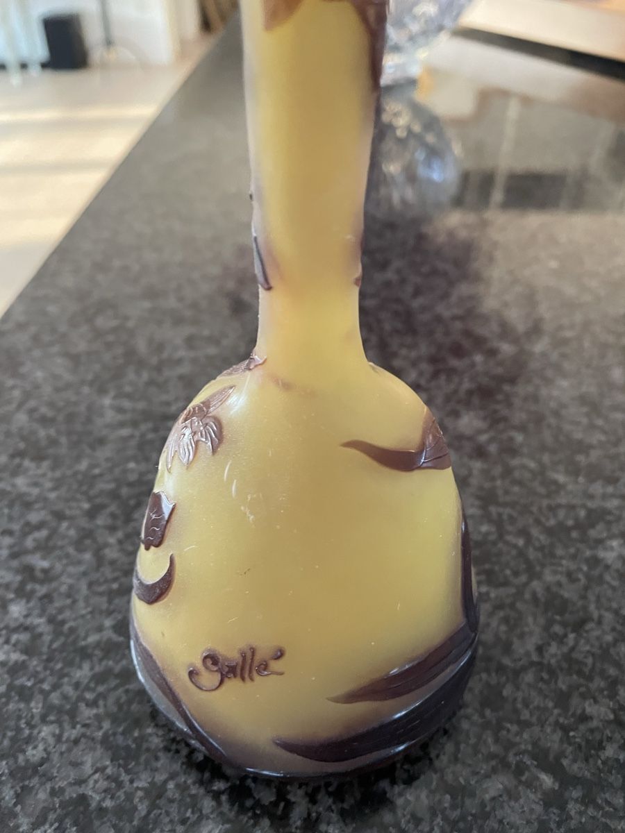 Emile Gallé Vasi & Recipienti: Vase Gallé jaune signé – Usato da Sins venduto da Patrickwe 1