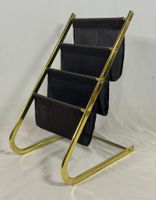 Porte-revues vintage doré et noir - Années 80