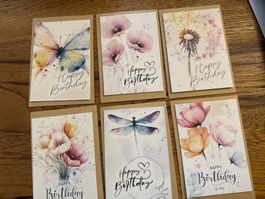 Karten-Set- Grusskarten- Happy Birthday-Schreiben-Freude