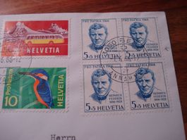 gelaufener R-Brief 1966, mit Plattenfehler Pro Patria 5Rp