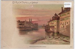 Zürich - Partie a. d. Limmat - Litho