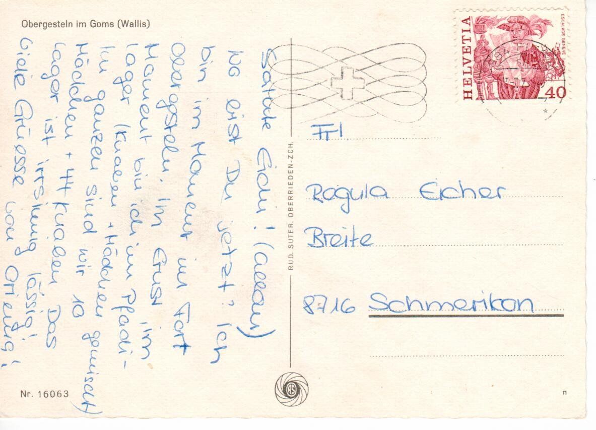 Ansichtskarten: Obergesteln im Goms – Gebraucht aus Wolhusen von Curver9 1