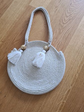 Sommer Tasche, beige mit Goldfaden, neuwertig, Top!