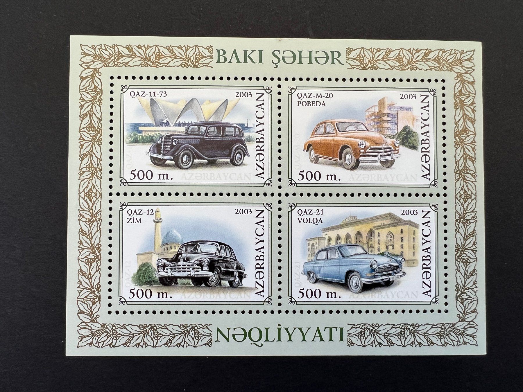 Tutti i francobolli: Aserbaidschan Oltimer Auto Block ** Luxus (B311) – Usato da Hinwil venduto da Sidi4