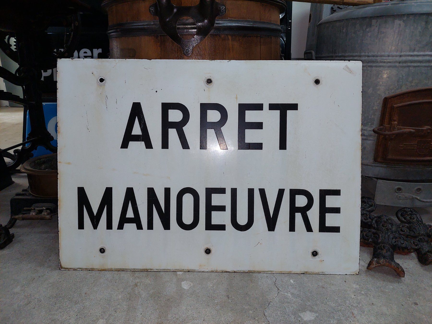 Insegne: Emailschild Arret Manoeuvre – Usato da Siblingen venduto da rantiques