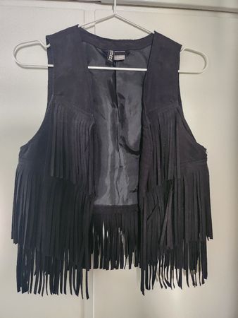 Black Fringed Vest Size 34/36 EUR by H&M good condition