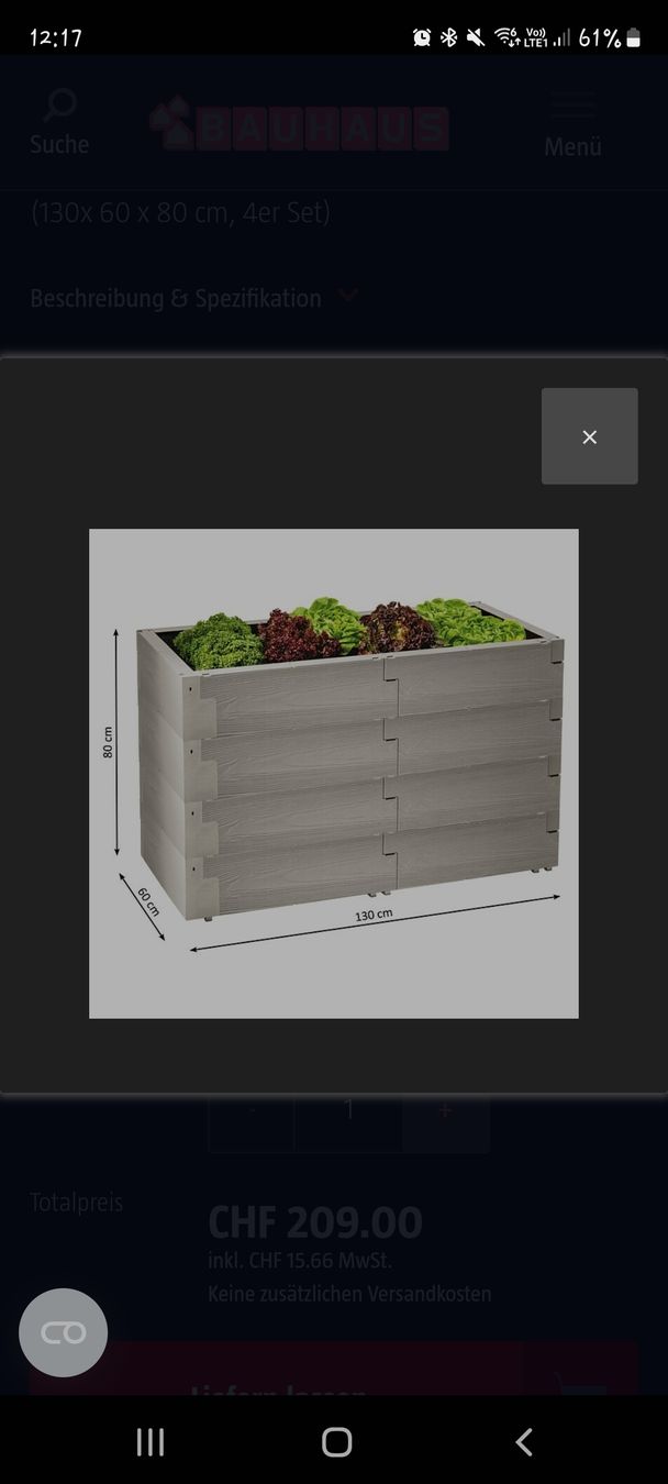 Pots de fleurs: Hochbeet Kunststoff Grau 130x60x80cm – D'occasion à Adlikon par Tami2019 2