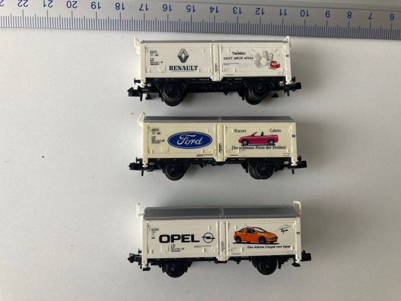 3er Set Trix Spur N Gedeckte Güterwagen Ford, Renault, Opel (Gebraucht ...