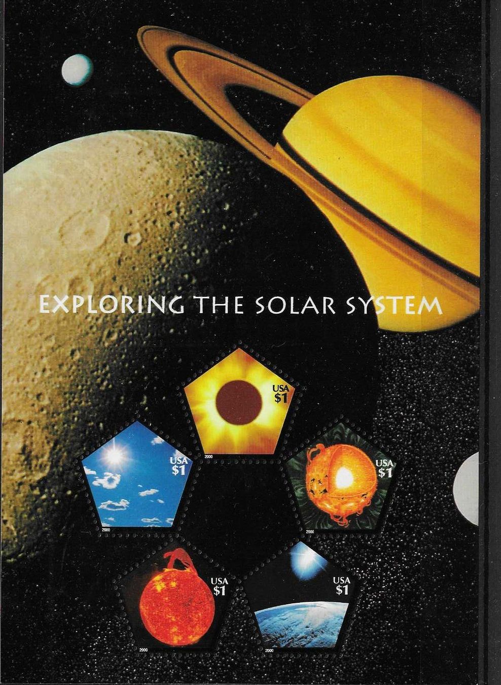 Tous les timbres: USA BLOCK EXPLORING THE SOLAR SYSTEM 2000 5 x 1 $ 5 eckig – Neuf (Voir description) à Schlossrued par Aronliam