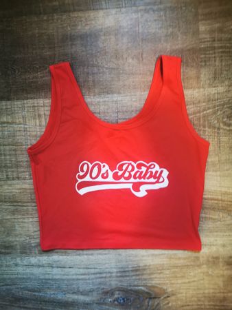 Rotes "90s Baby" Crop Top, Grösse M, Top Zustand!