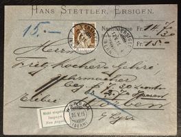 Schweiz Nachnahme Brief 1915 Nicht eingelöst Beleg