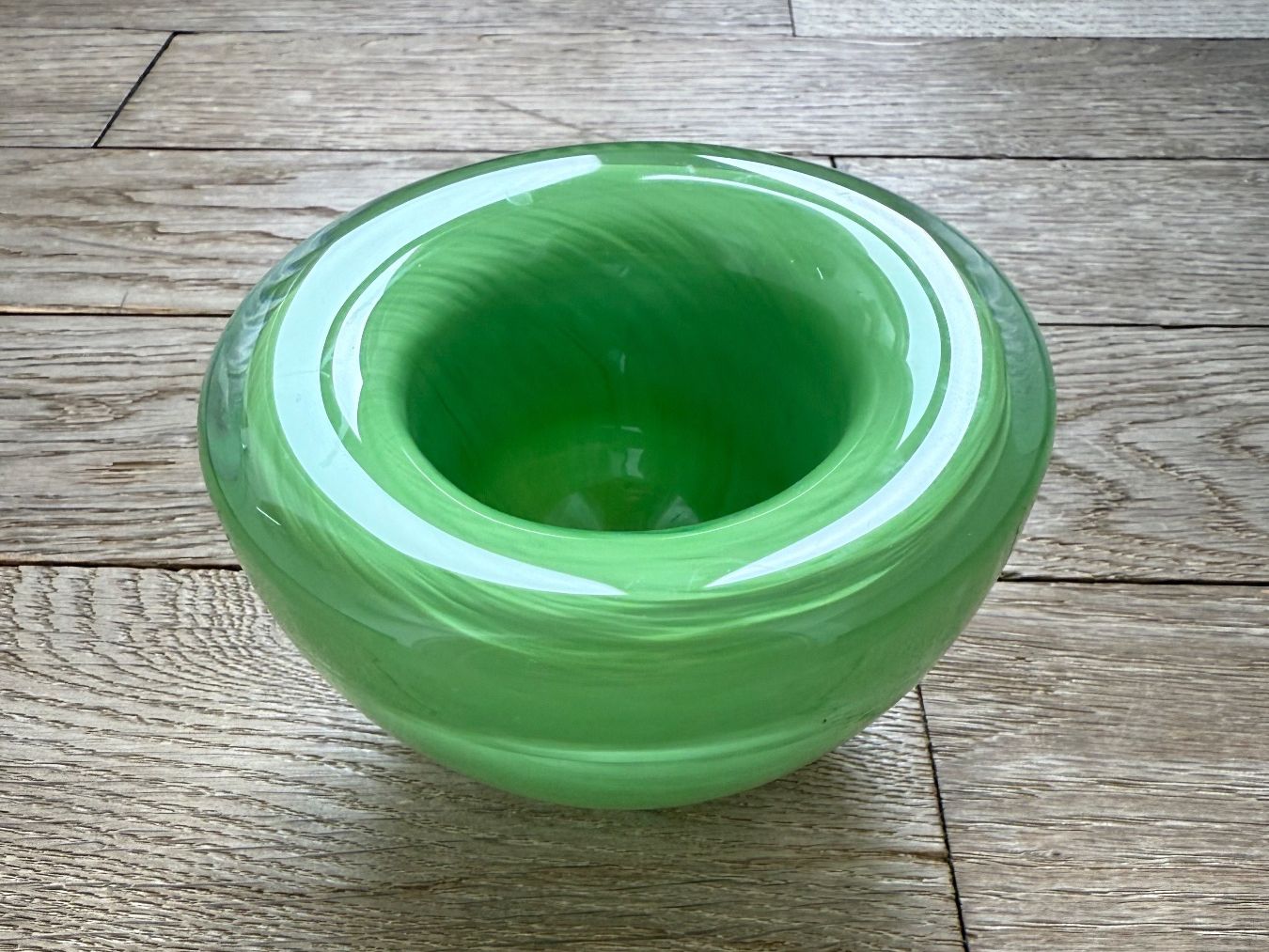 Murano Portacandele: Kerzenhalter grünes Glas, vermutlich Murano – Usato da Luzern venduto da Mamutpe