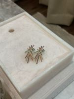 Einzigartige Ohrringe mit bunten Zirkonia Steinen, Gold