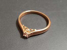 Ring mit Zirkonia, vergoldet 585, 3g, size 8 (57)
