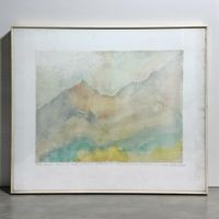 Aquarelle sur papier "Tête aux Chamois" Signée