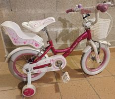 Vélo enfant Byox 14 pouces rose et blanc avec panier