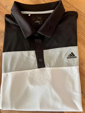 Adidas Golf Polo Shirt M Schwarz Weiss Grau Performance