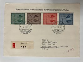 1953 Serie Pfadfinder auf FDC, Kat. 315-18, KP 120.--
