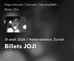 2x tickets JOJI: SOLARIS live in Zürich 31.08.2026