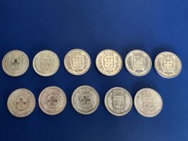 11 Schweizer Franken 5er Stücke 1932 1933 1953 1966 1969