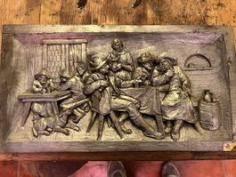 Gasthof, Kneipe, Wirtshaus,Zinn Bild, Handarbeit, Relief