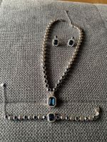 Schmuckset, Collier, Armband, Ohrringe, blau, Str Hochwertig
