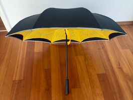 Regenschirm schwarz gelb Wendeschirm, Durchmesser 105cm NEU