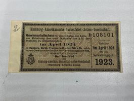 Schein 1923 HAMBURG - AMERIKANISCHE PACKETFAHRT AG // H261