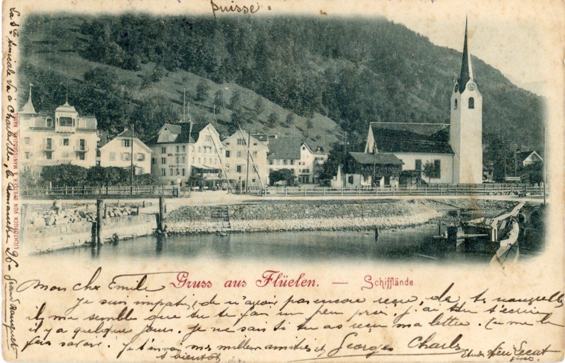 Cartoline postali: Flüelen  UR  -   Schifflände     um 1905 – Usato da Brig venduto da Valcards54