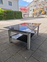 Couchtisch Glas Schwarz Metall Gestell 2 Ebenen gut erhalten