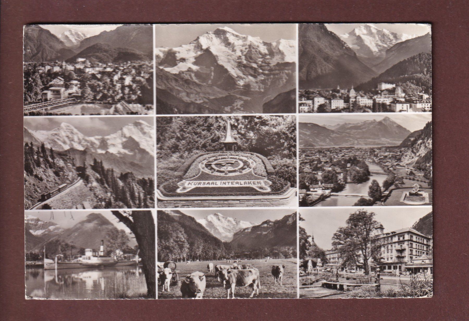 Cartoline postali: INTERLAKEN - 9 images – Usato da Pully venduto da nicecards