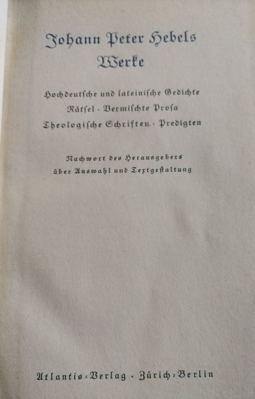 Libri: Johann Peter Hebels Werke Band III – Usato da Malans GR venduto da soboru 2