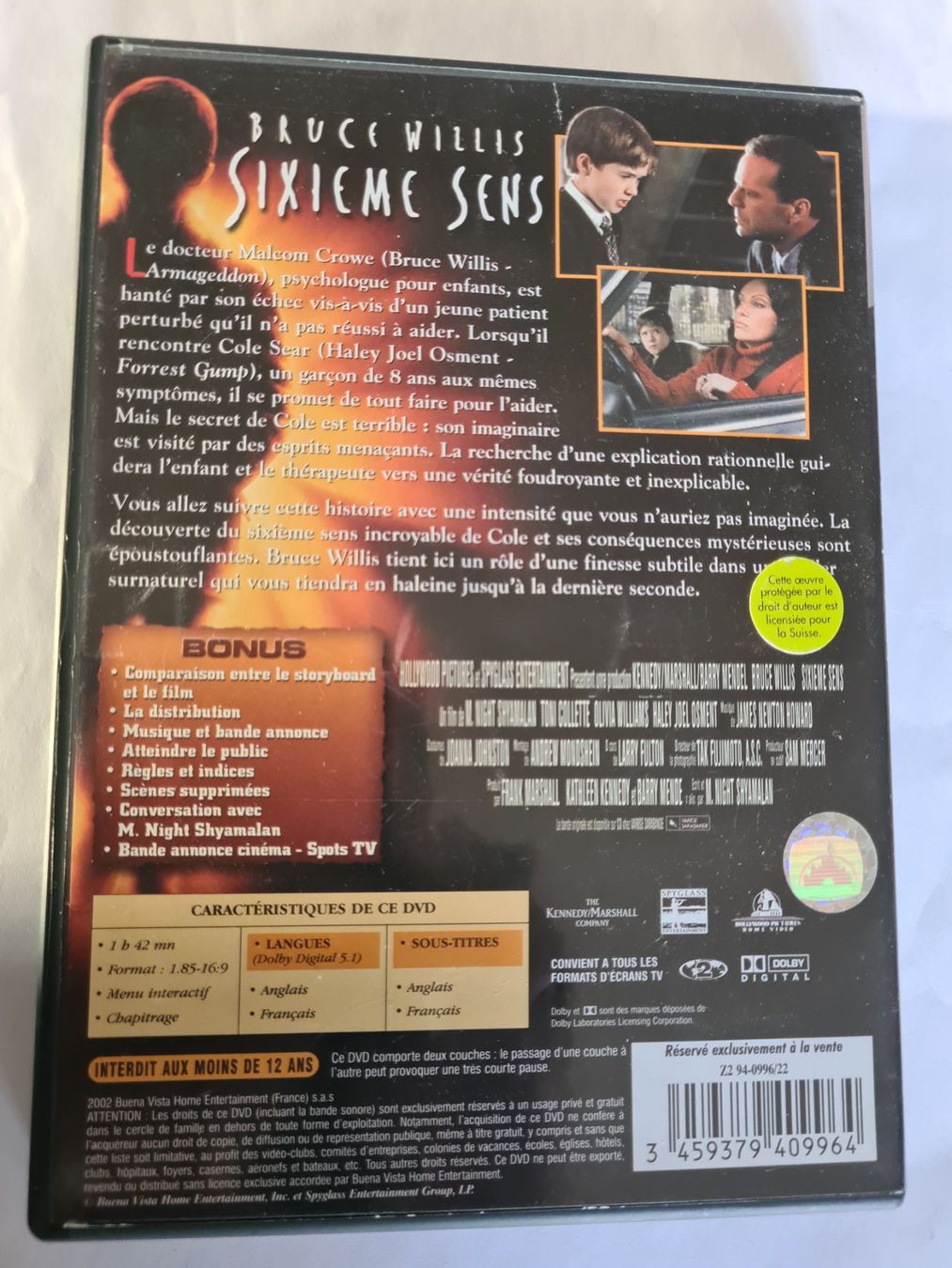 Tutti i DVDs: DVD Sixième Sens Bruce Willis - Edition Spéciale – Usato da Tavannes venduto da Xeney 1