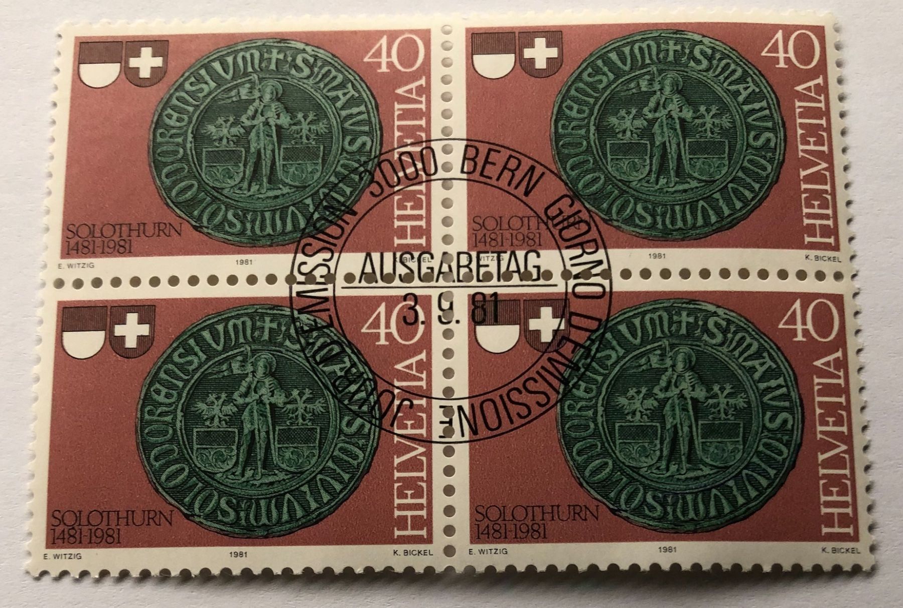 Tutti i francobolli: 4 er Block Nr.661 mit Vollstempel Bern – Usato da Aarau venduto da Billa007