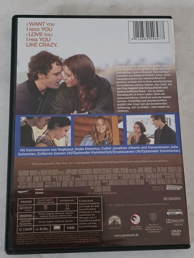 Tous les DVDs: LIKE CRAZY/ DVD – D'occasion à Geuensee par jes_9xyk 1