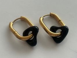 Luxus Elegante Creolen Edelstahl Ohrstecker Farbe:Gold